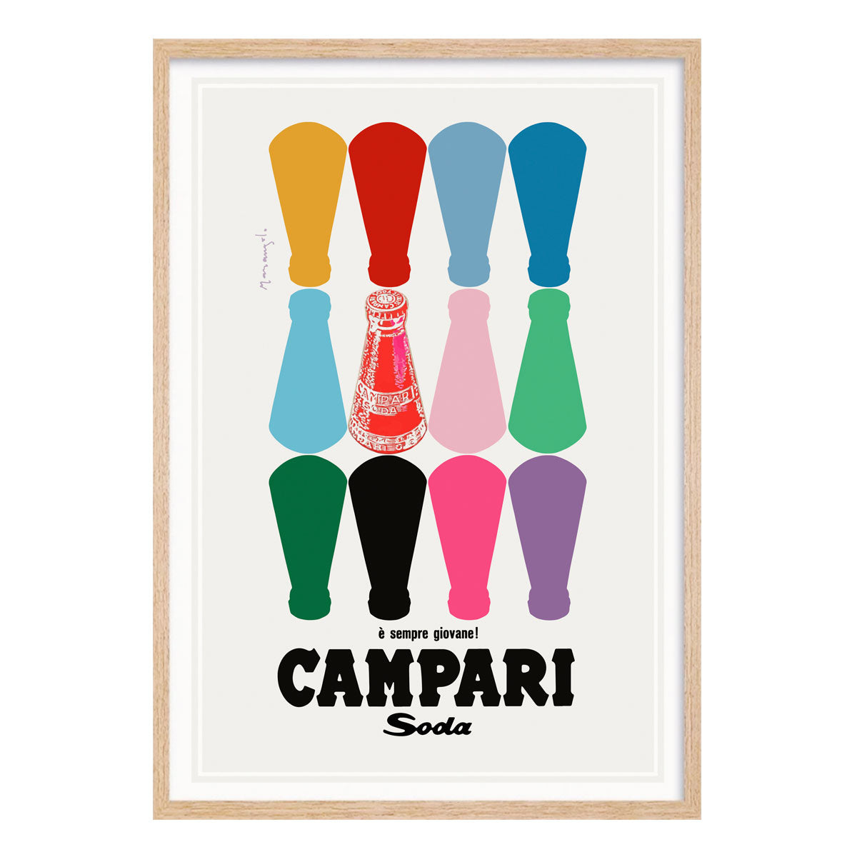 Campari Soda #2 vintage retro advertising poster in oak frame from Places We Luv