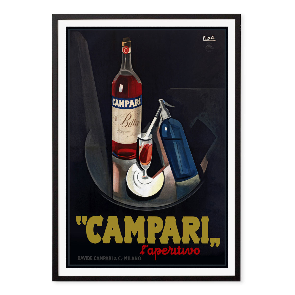 Campari l'aperitivo retro vintage poster print in black framefrom Paces We Luv