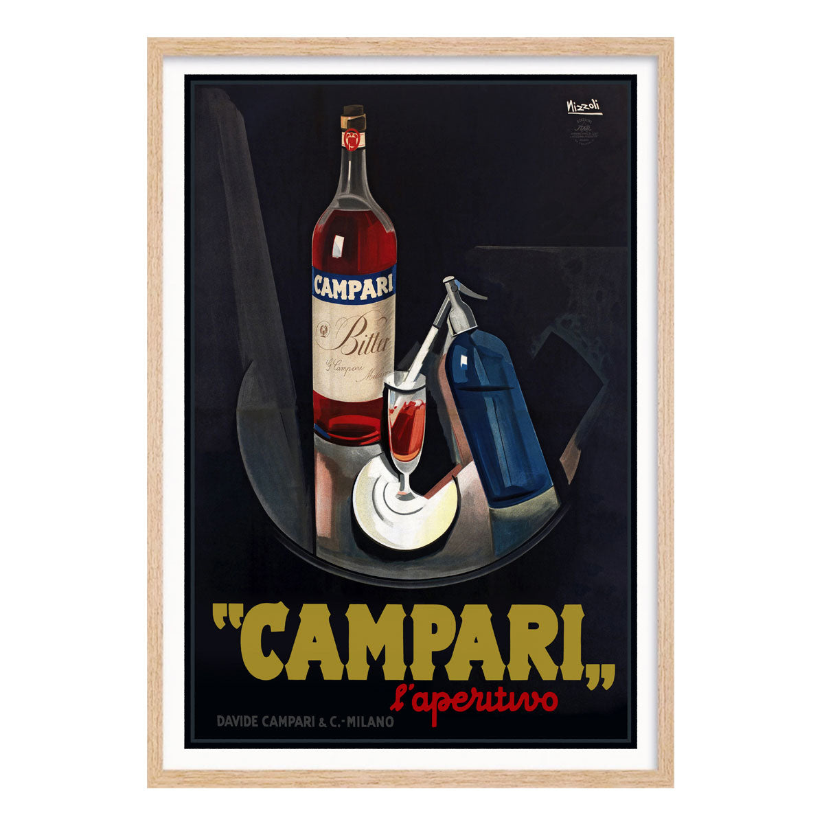 Campari l'aperitivo retro vintage poster print in oak frame from Paces We Luv