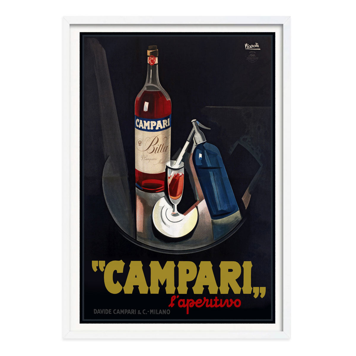 Campari l'aperitivo retro vintage poster print in white frame from Paces We Luv