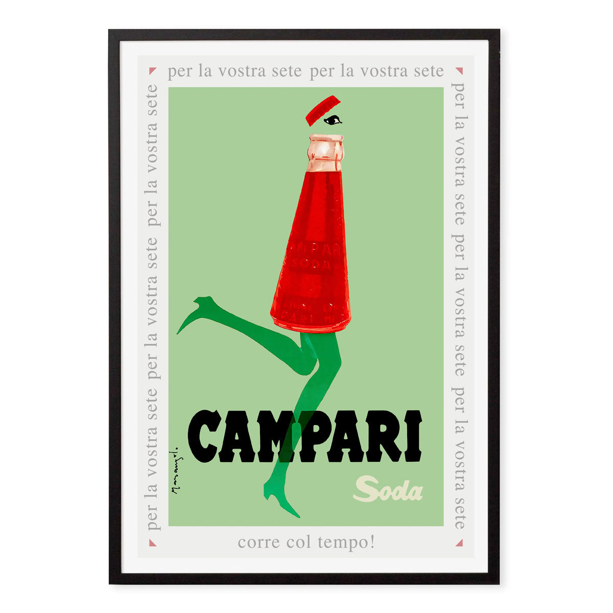 Campari Soda vintage retro advertising poster in black frame from Places We Luv