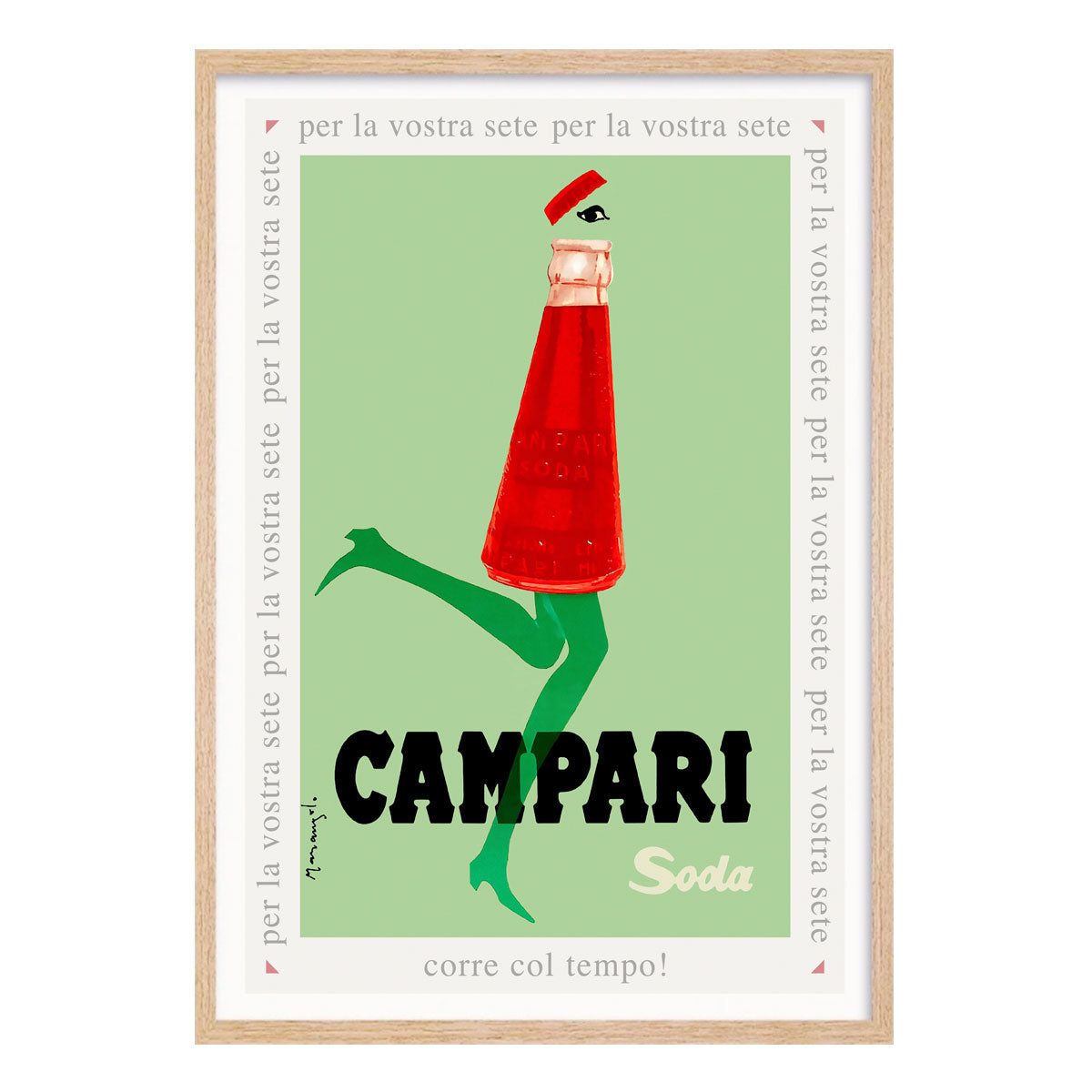 Campari Soda vintage retro advertising poster in oak frame from Places We Luv