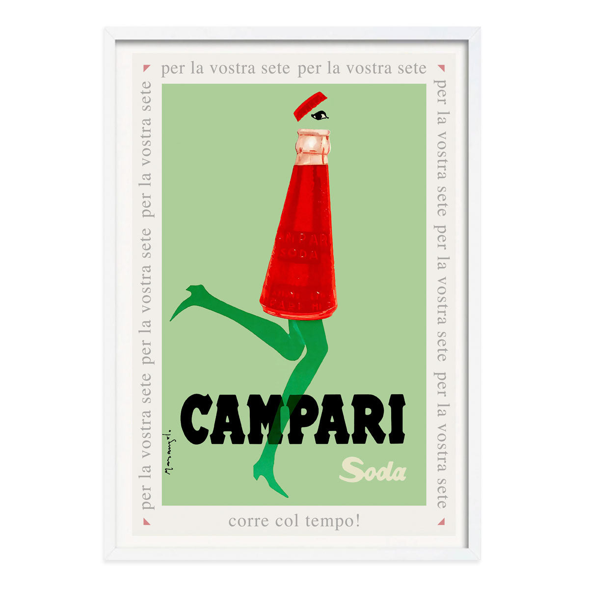 Campari Soda vintage retro advertising poster in white frame from Places We Luv