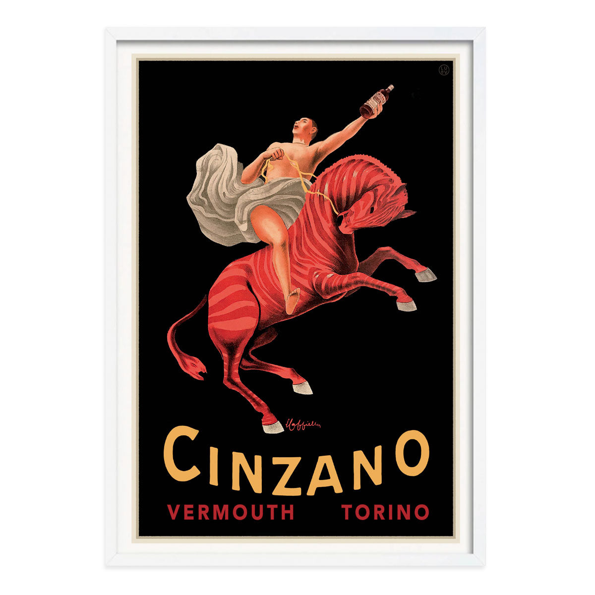 Cinzano Vermouth vintage advertising poster in white frame from Places We Luv
