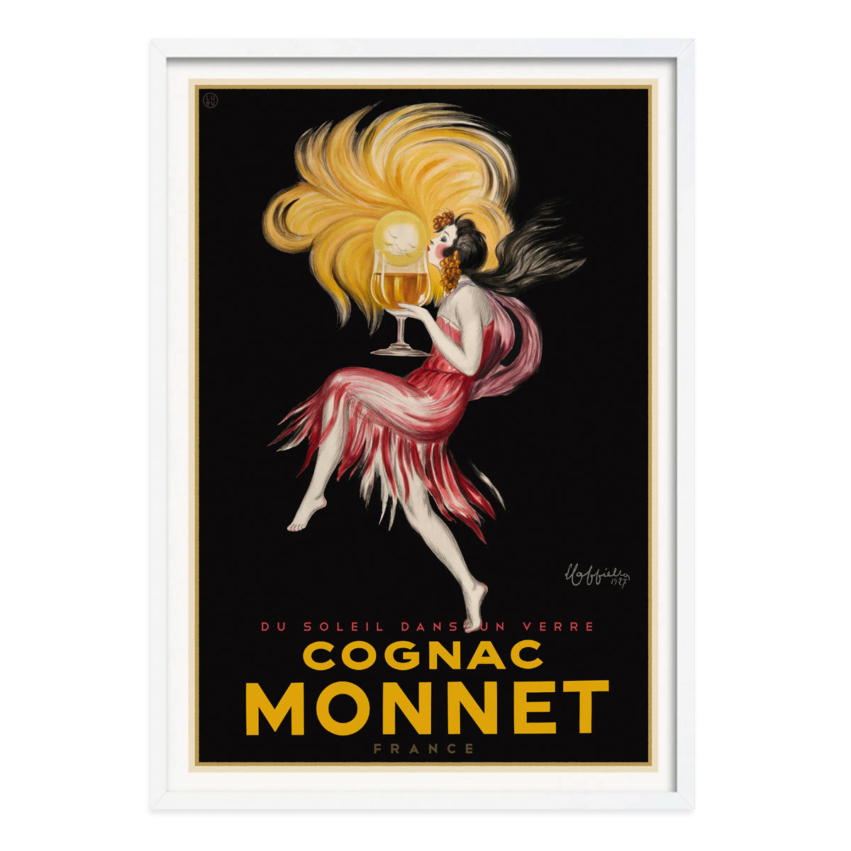 Monnet Cognac France vintage retro poster in white frame - Places We Luv