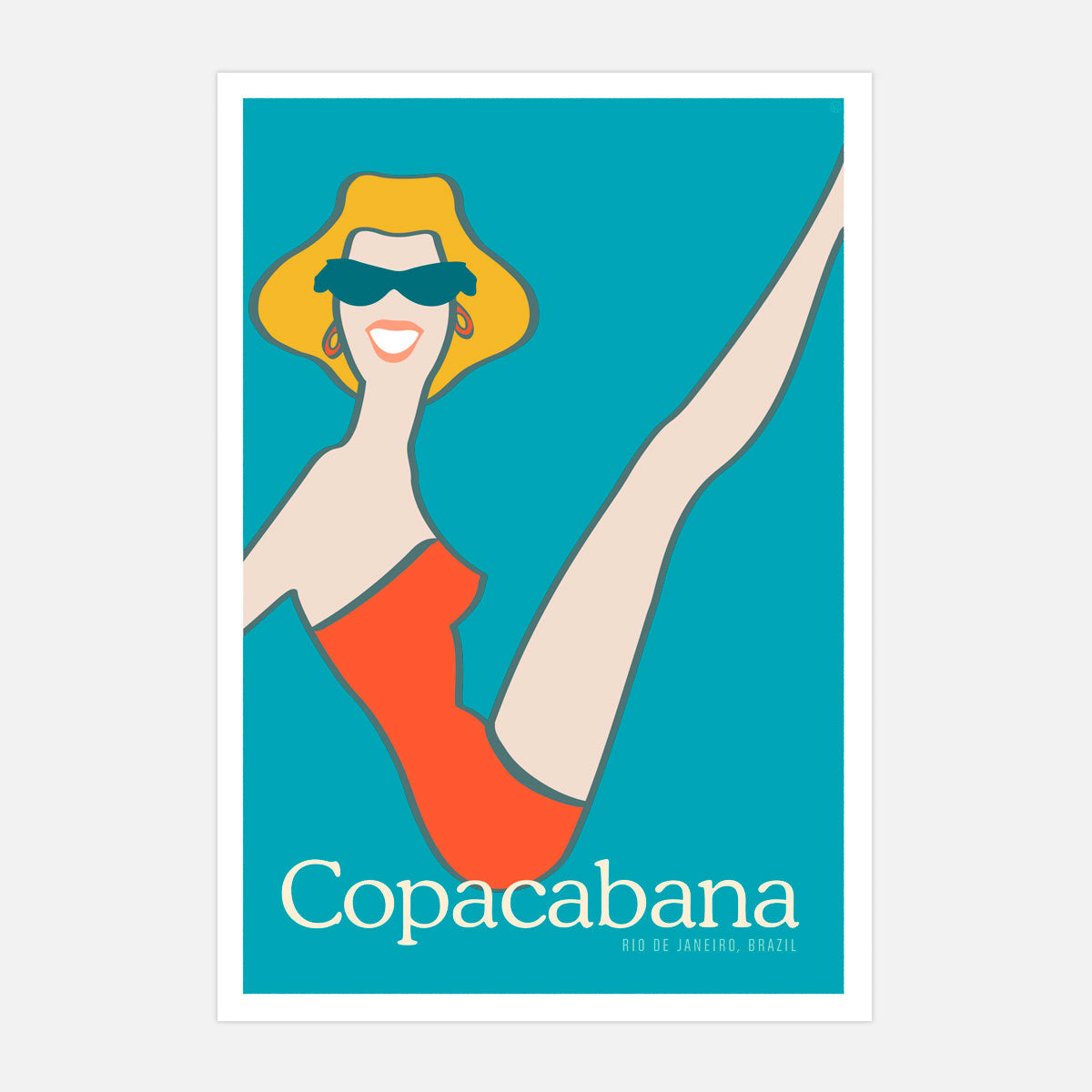 Copacabana retro vintage beach girl poster print from Places We Luv