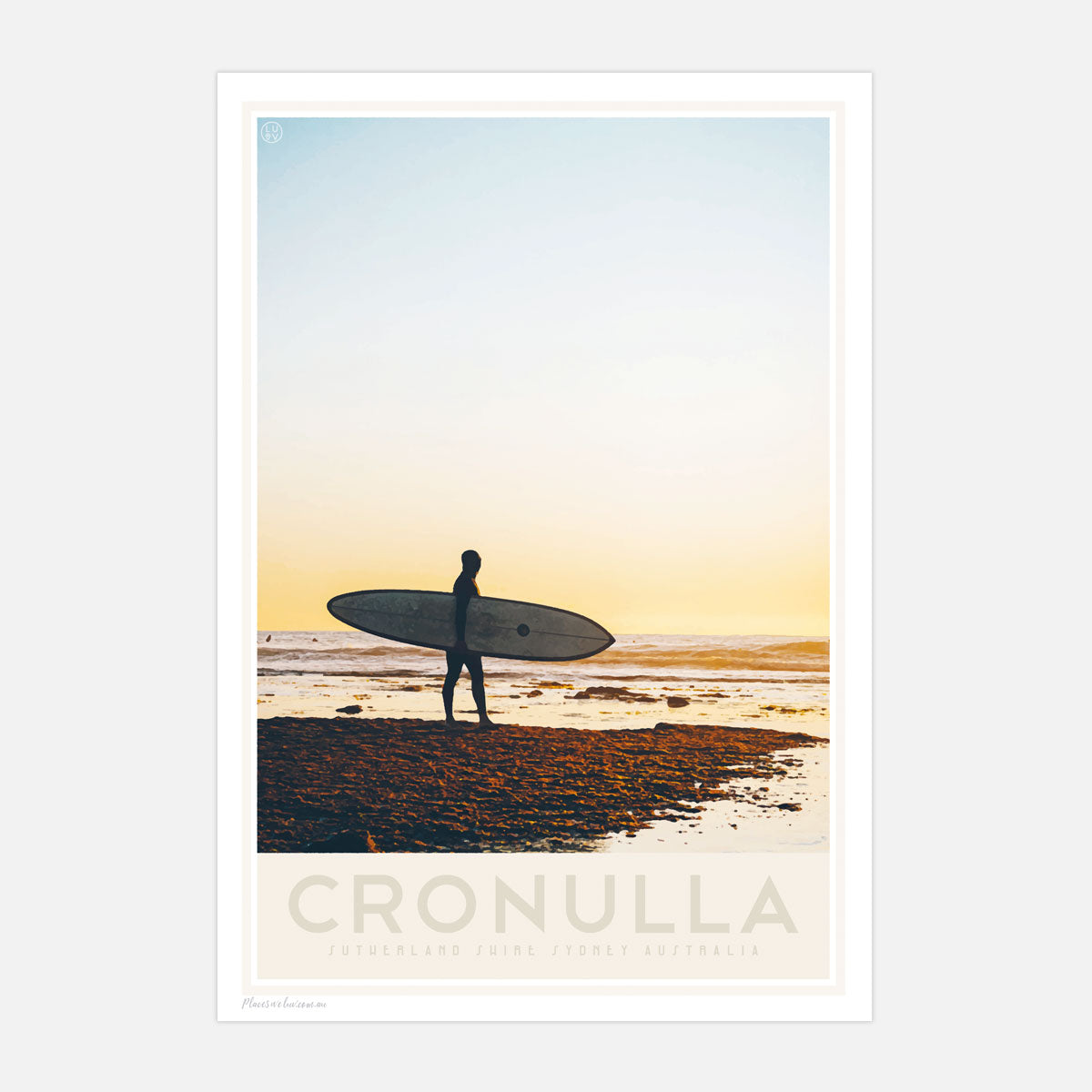 Cronulla beach vintage travel style poster by places we luv