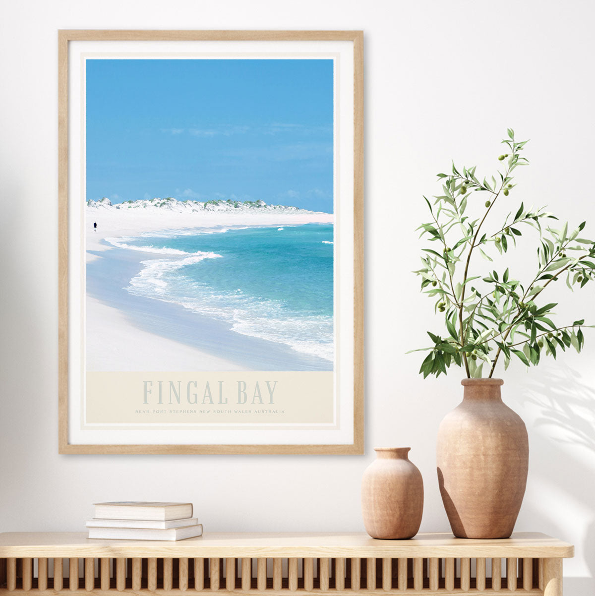 Fingal bay vintage retro poster print by places we luv