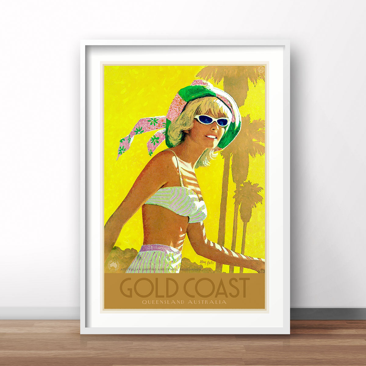 Gold Coast Queensland, retro vintage advertising poster print from Places We Luv