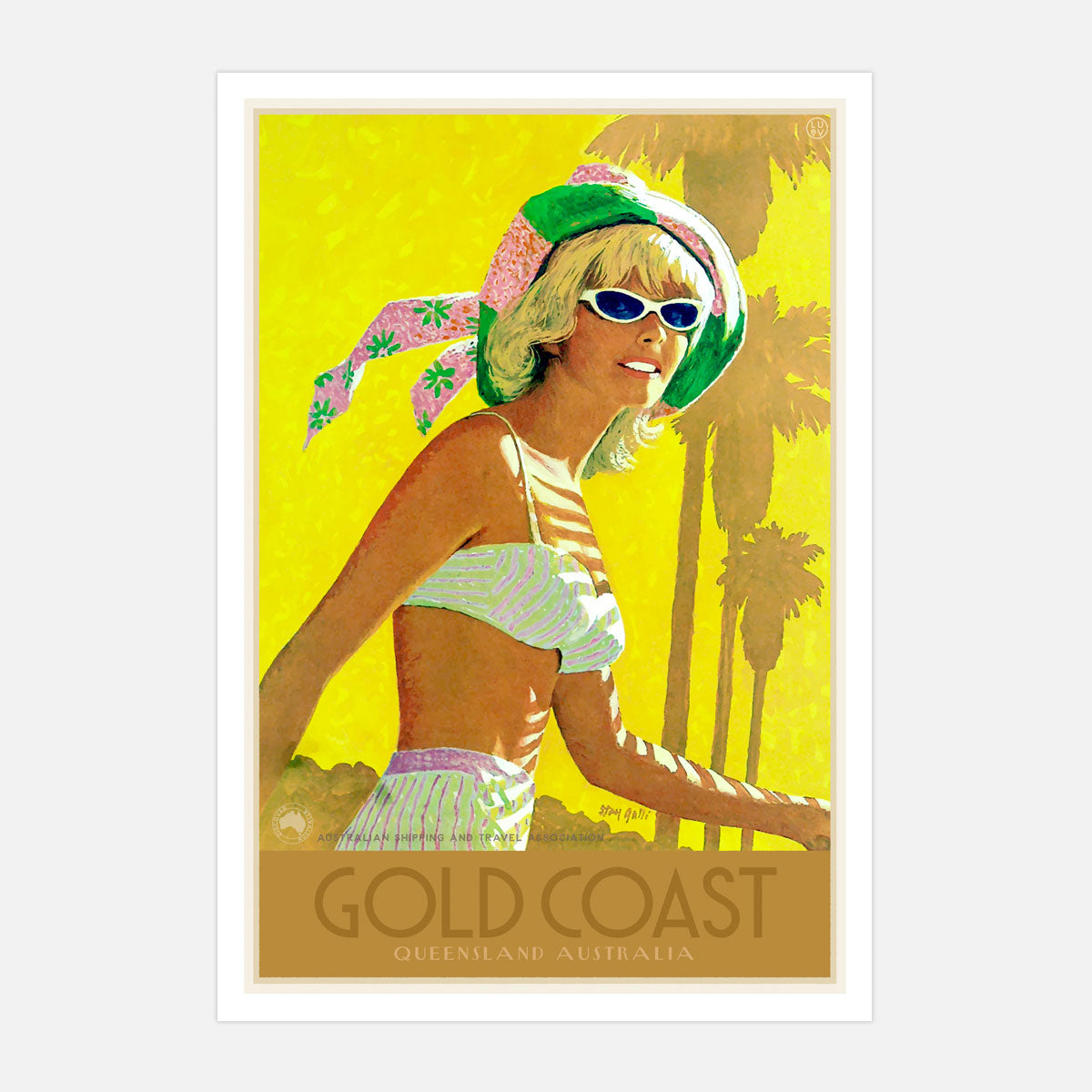 Gold Coast Queensland, retro vintage advertising print from Places We Luv