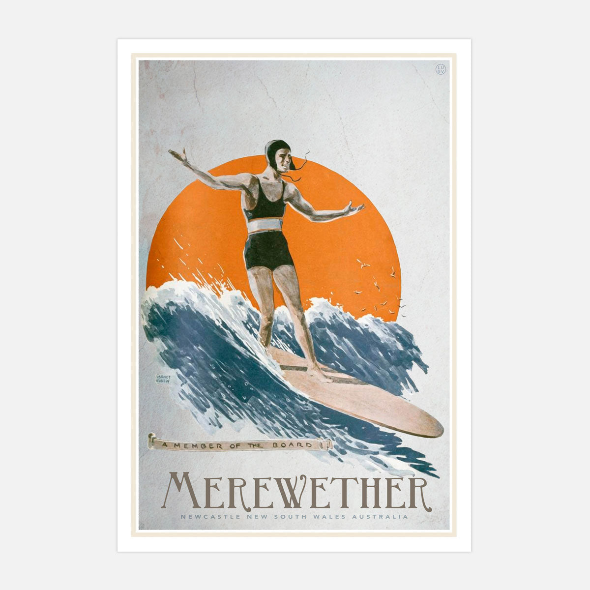Merewether retro vintage surfer print from Places We Luv