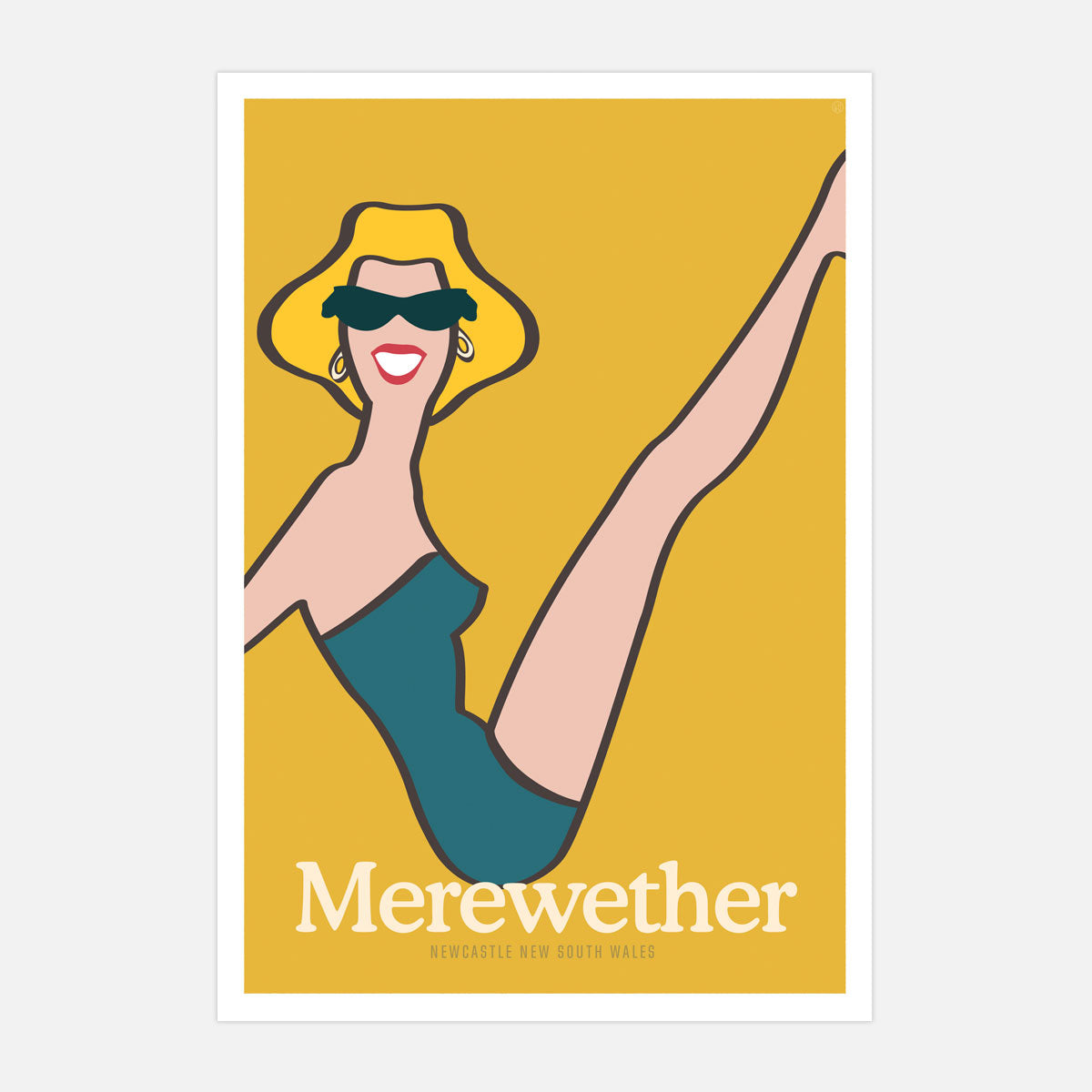 Merewether Beach Gal retro vintage poster from Places We Luv