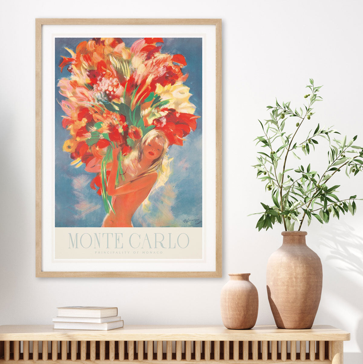Monte Carlo Flowers retro vintage travel framed print from Places We Luv