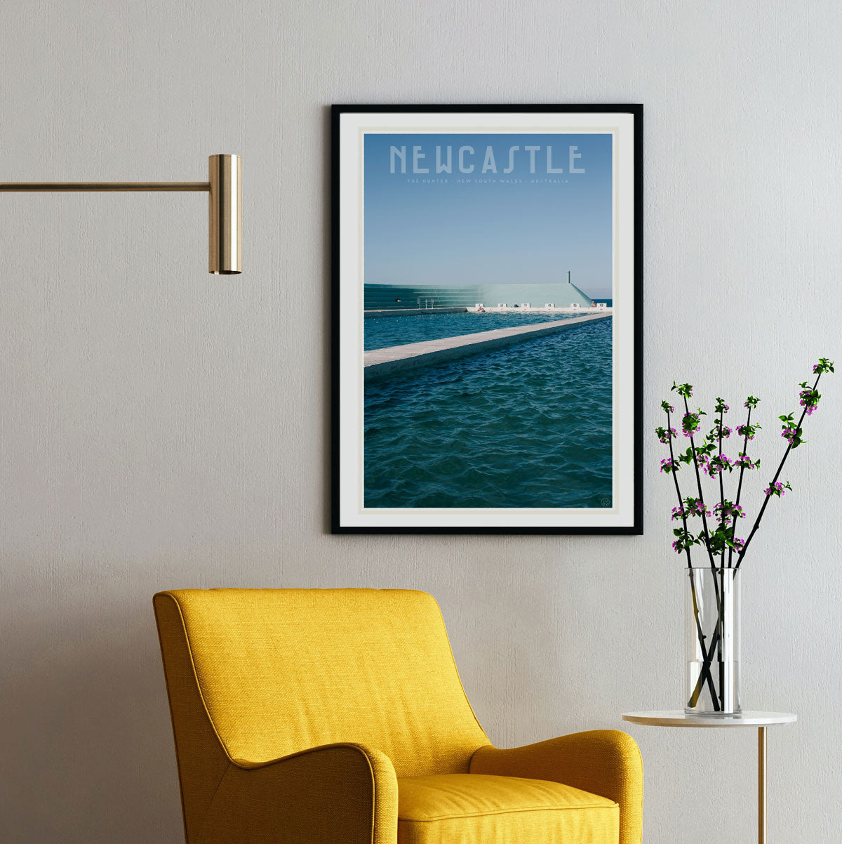 Newcastle pool NSW vintage travel print by Places we luv