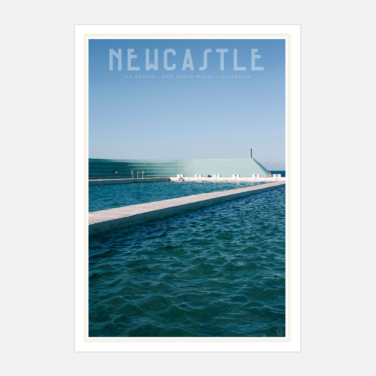 Newcastle pool NSW vintage travel poster by Places we luv
