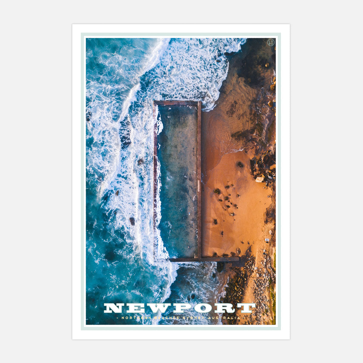 Newport Pool vintage travel style print by places we luv