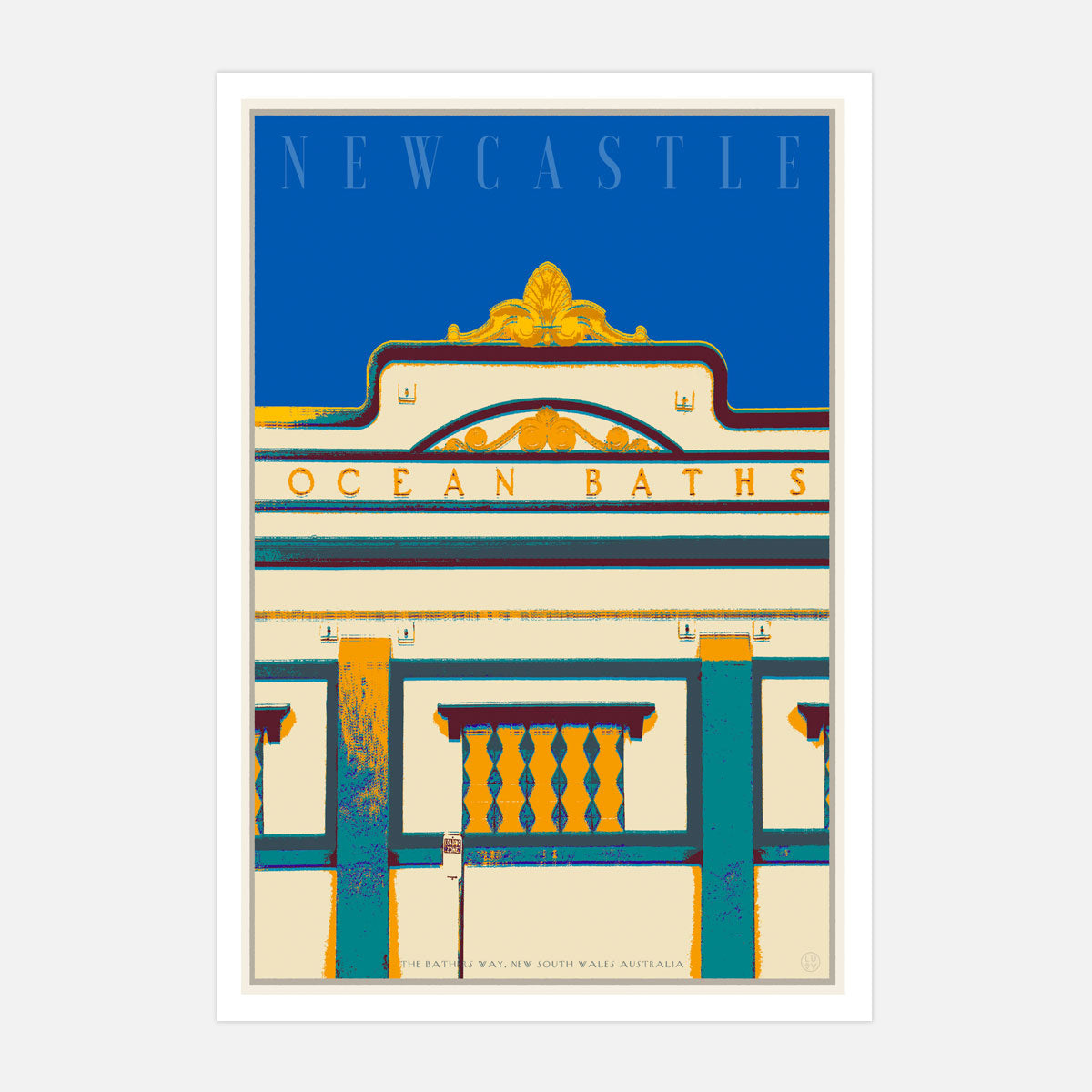 Newcastle baths deco pop travel poster by Places We Luv
