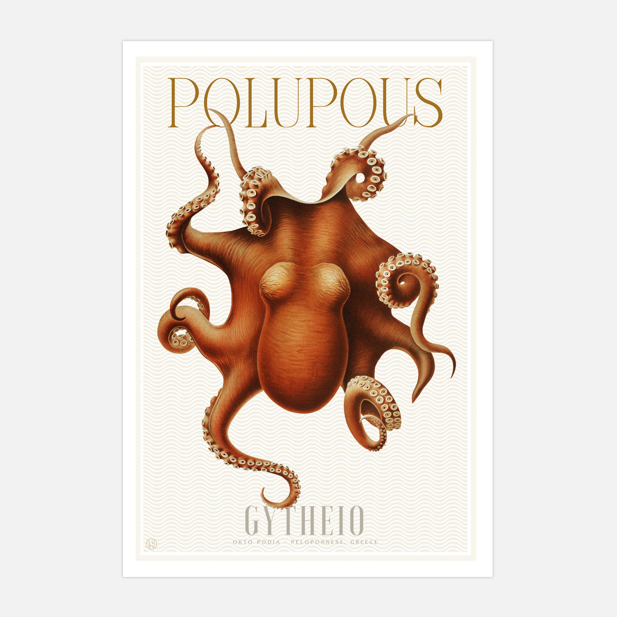 Greek Octopus retro vintage poster from Places We Luv