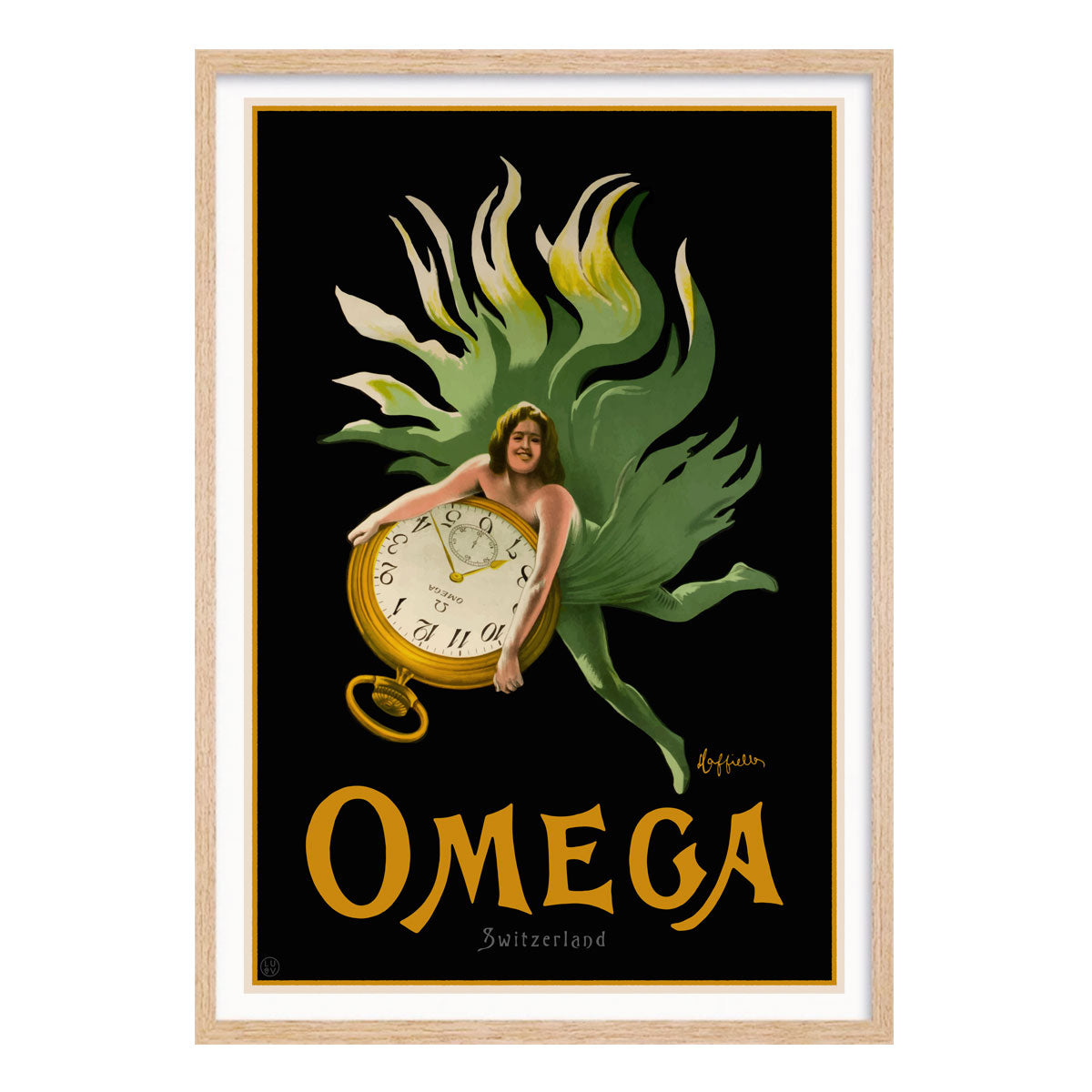 Omega Switzerland retro vintage advertising poster in oak frame - Places We Luv