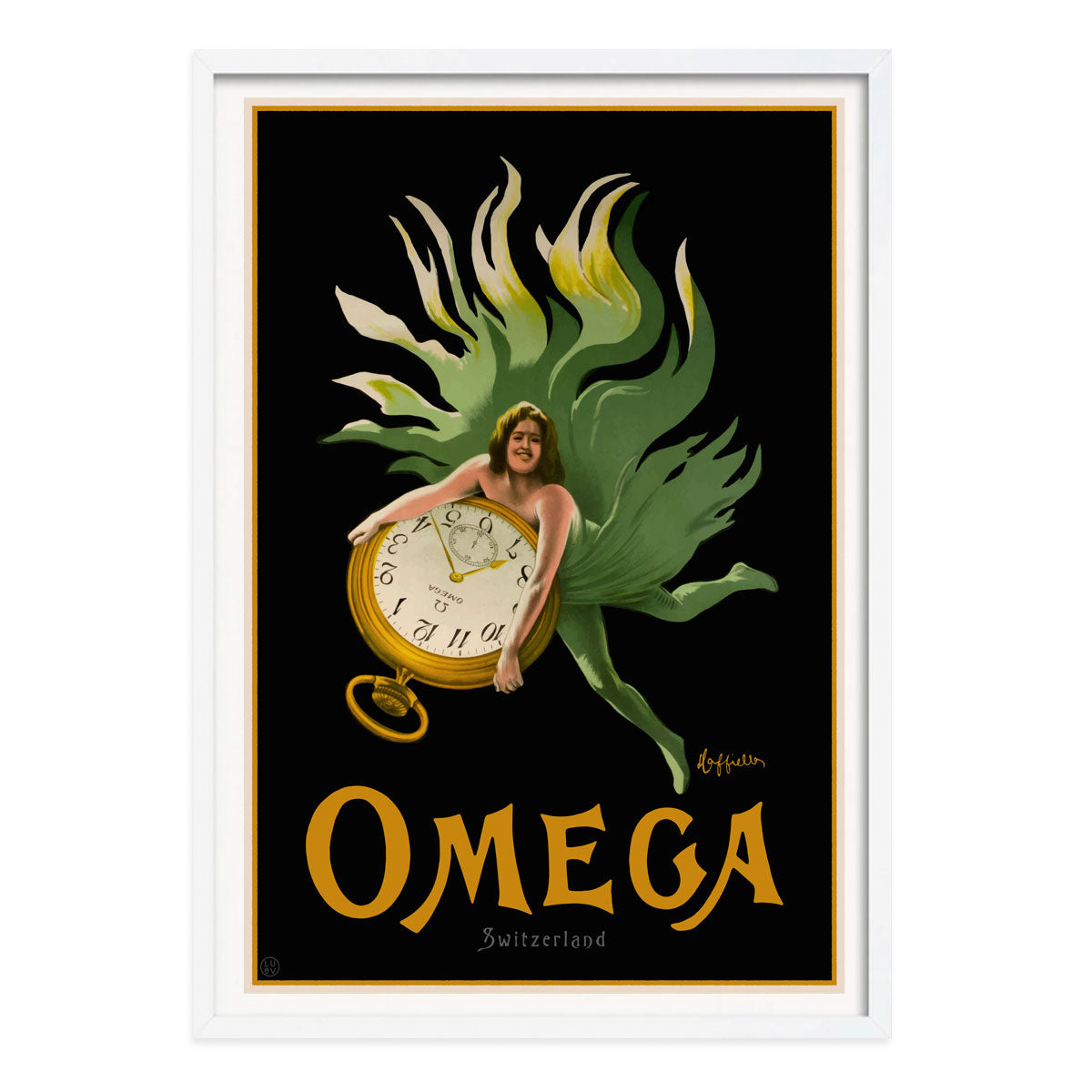 Omega Switzerland retro vintage advertising poster in white frame - Places We Luv