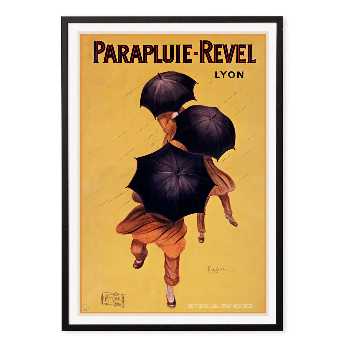 Parapluie Revel French retro advertising poster in black frame from Places We Luv