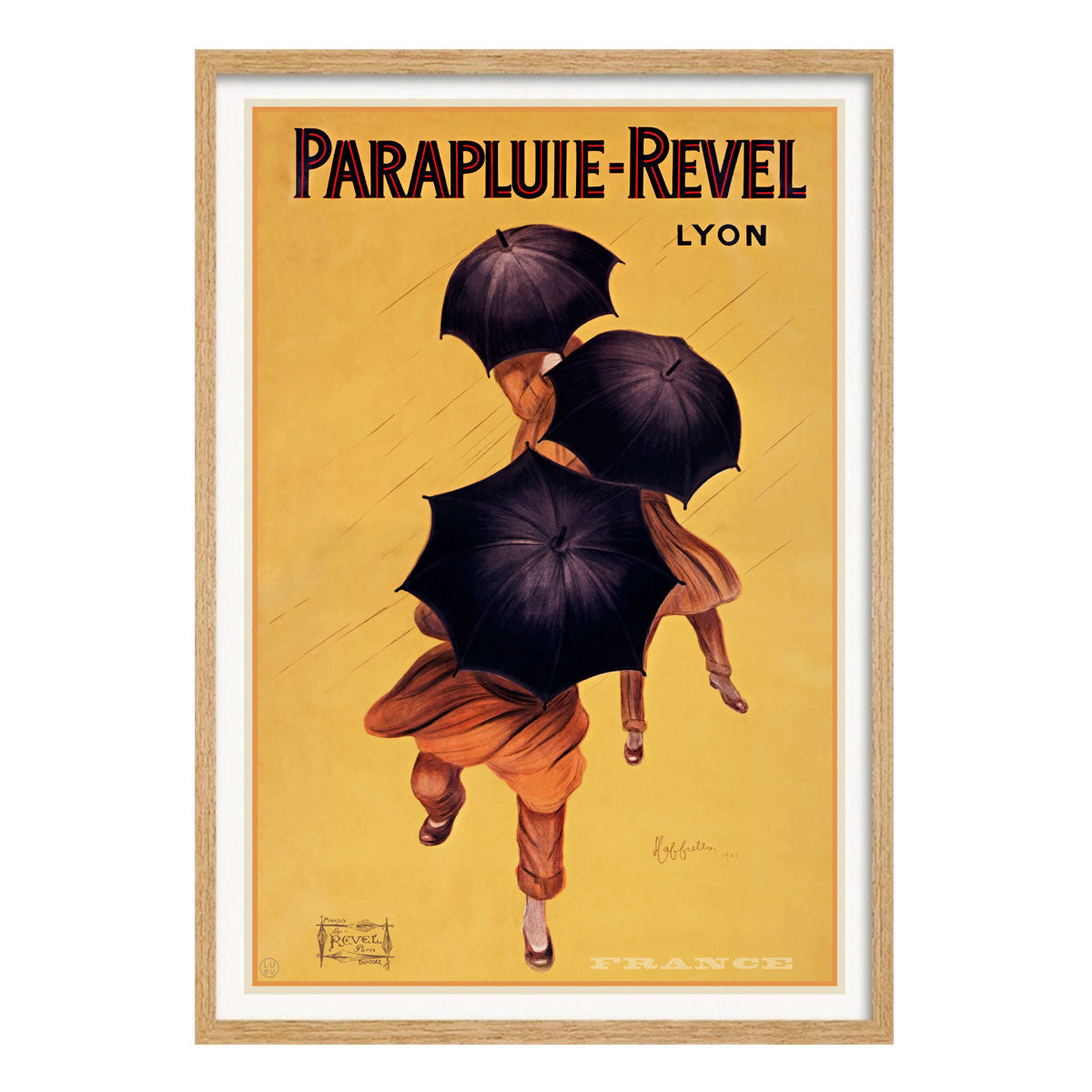 Parapluie Revel French advertising poster in oak frame from Places We Luv