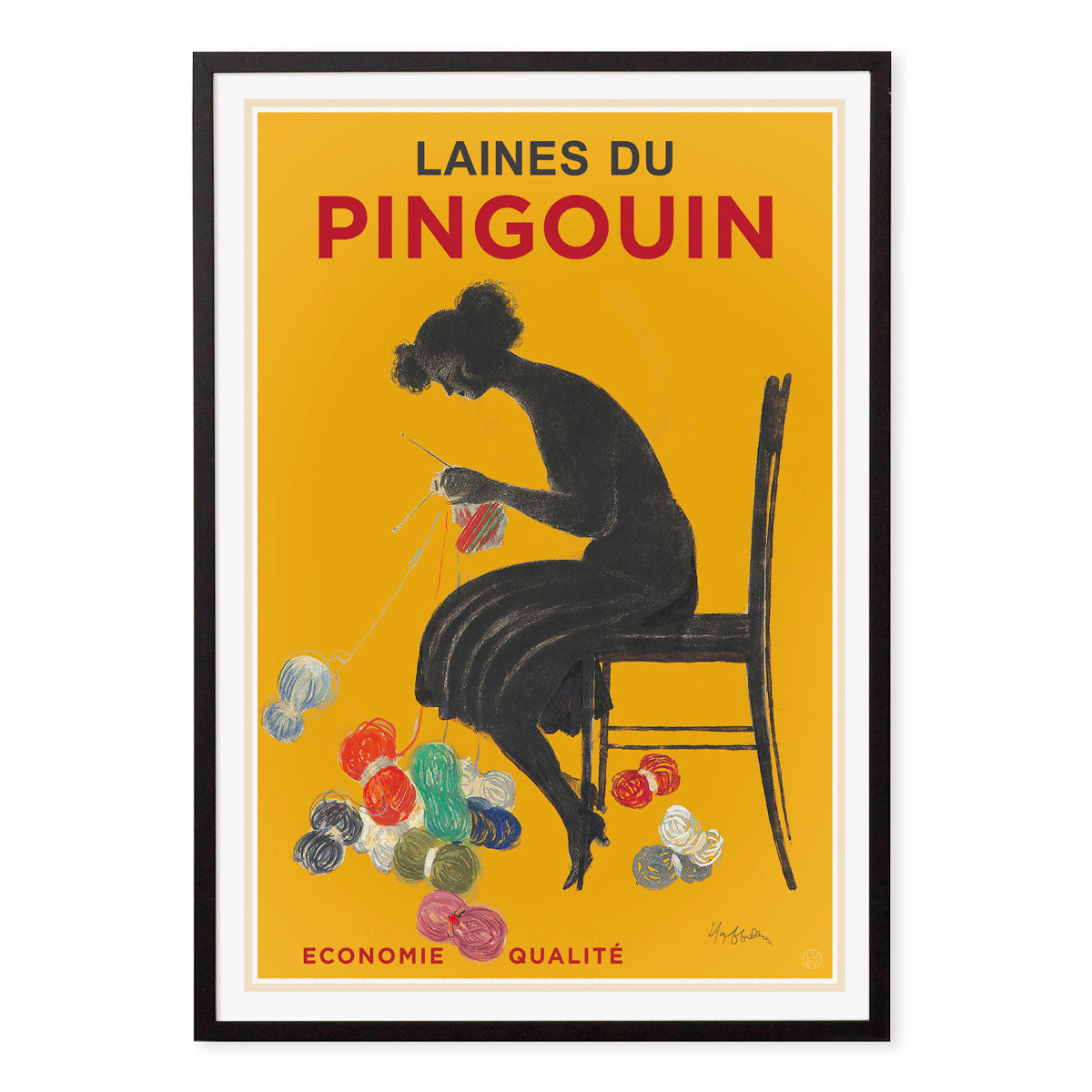 Laines du Pingouin retro vintage advertising poster print in black frame from Places We Luv