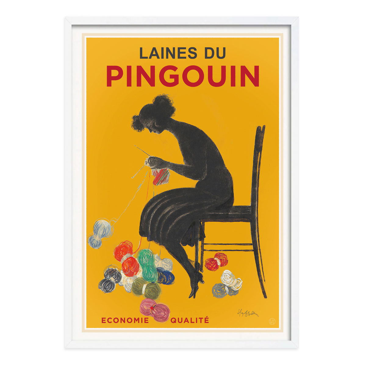 Laines du Pingouin retro vintage advertising poster print in white frame from Places We Luv