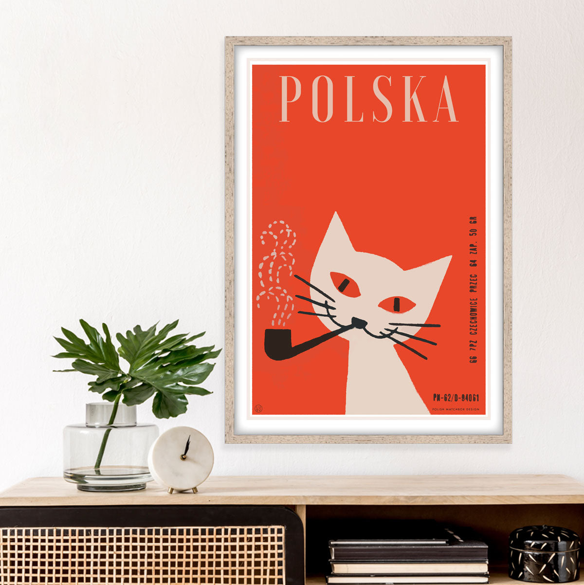 Cat with pipe retro print Poland from Places we Luv