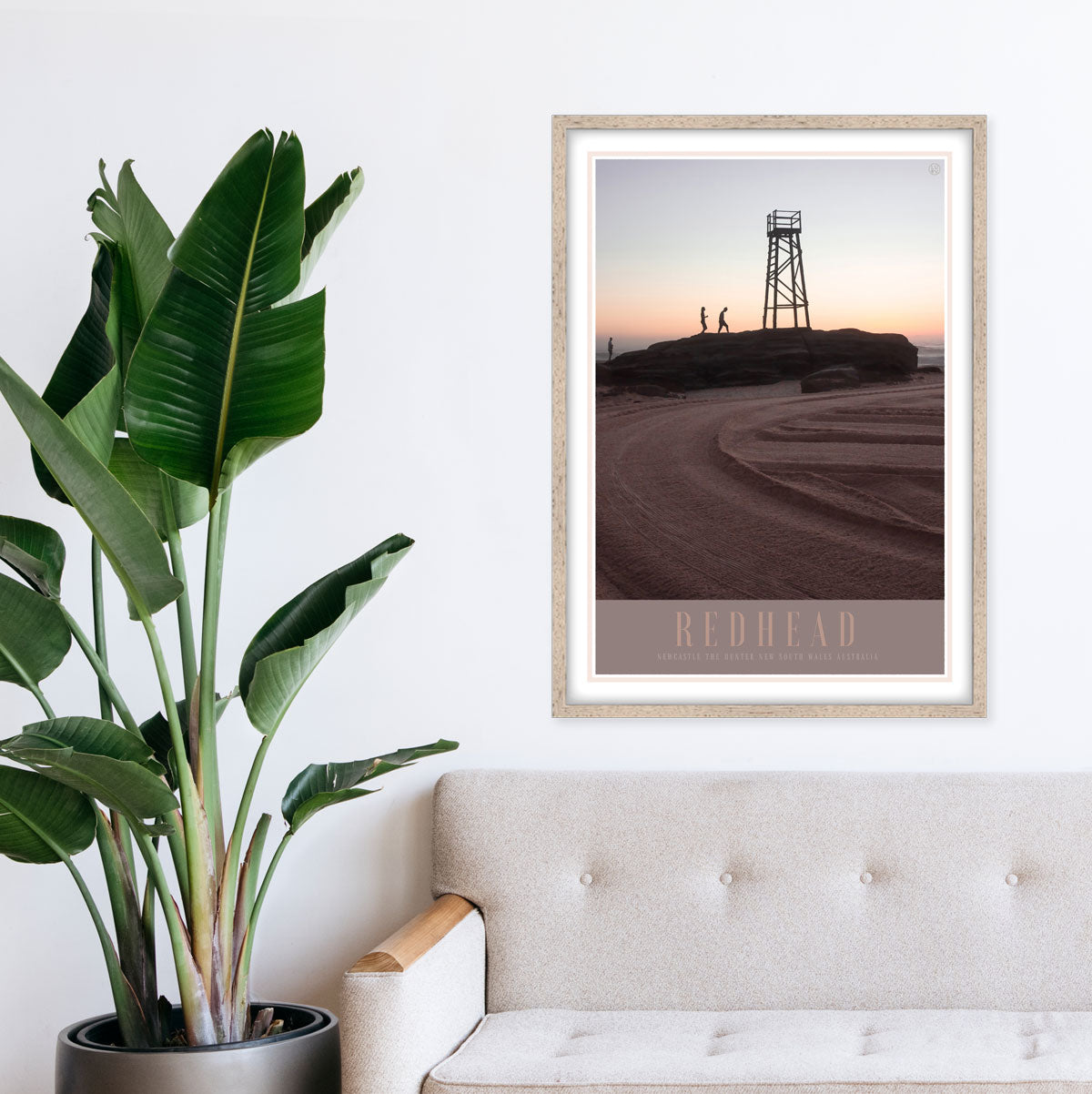 Redhead beach vintage travel retro print places we luv