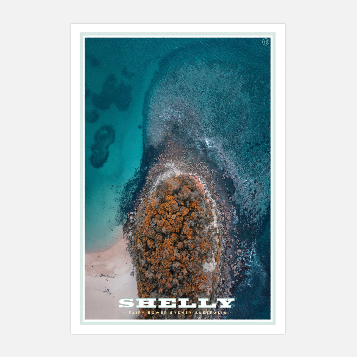 Shelly Beach headland vintage travel print by Places We Luv