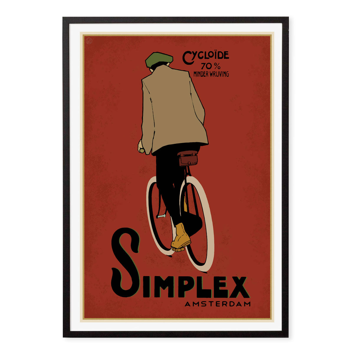 Simplex Cycles Amsterdam vintage retro advertising poster in black frame - Places We Luv