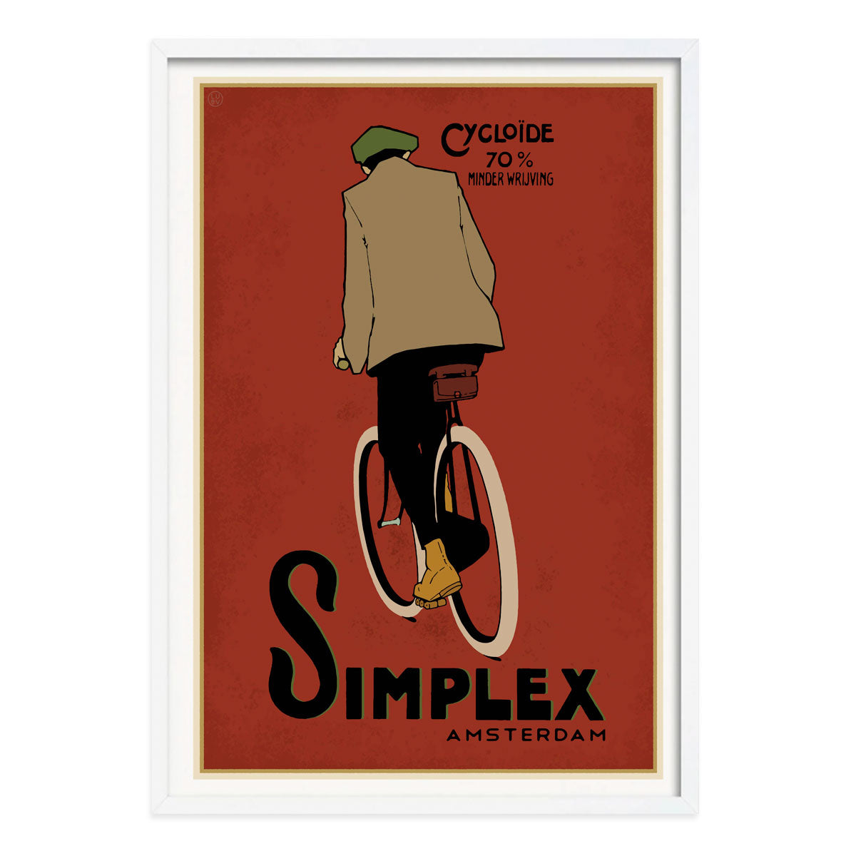 Simplex Cycles Amsterdam vintage retro advertising poster in white frame - Places We Luv