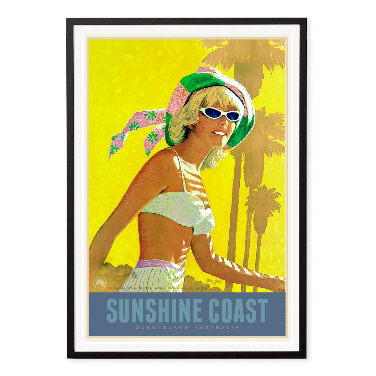 Framed Sunshine Coast QLD vintage retro poster from Places We Luv 