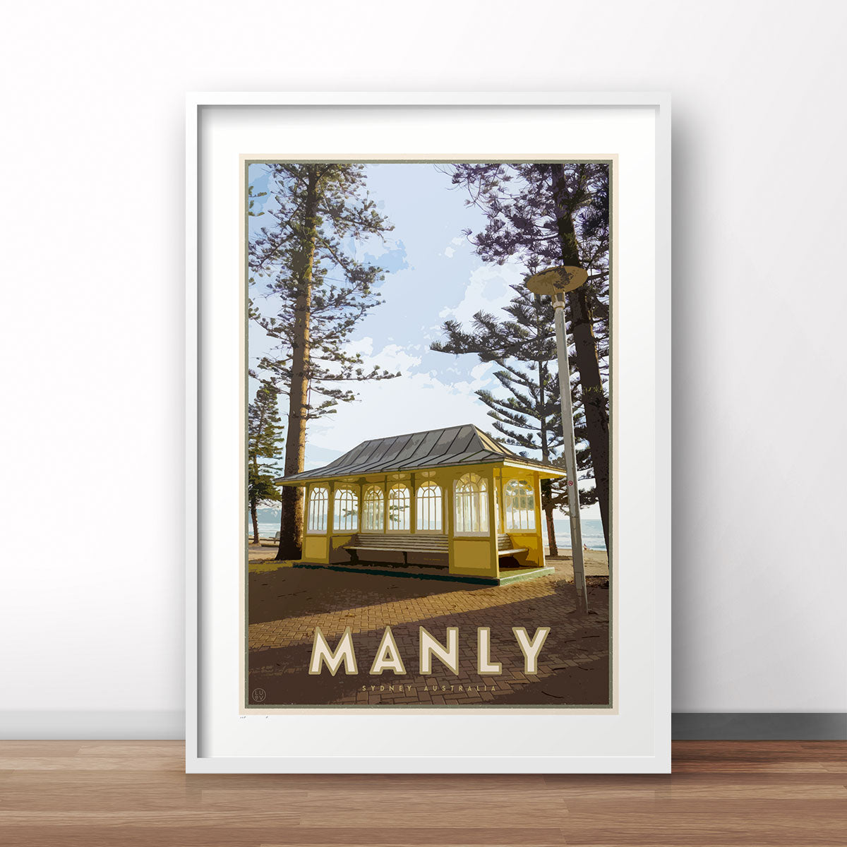 Manly Beach vintage travel style poster by places we luv