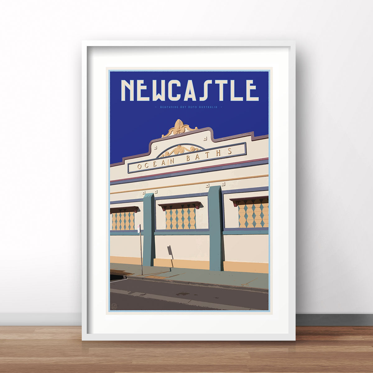 Vintage travel style poster of Newcastle Baths by Places We Luv