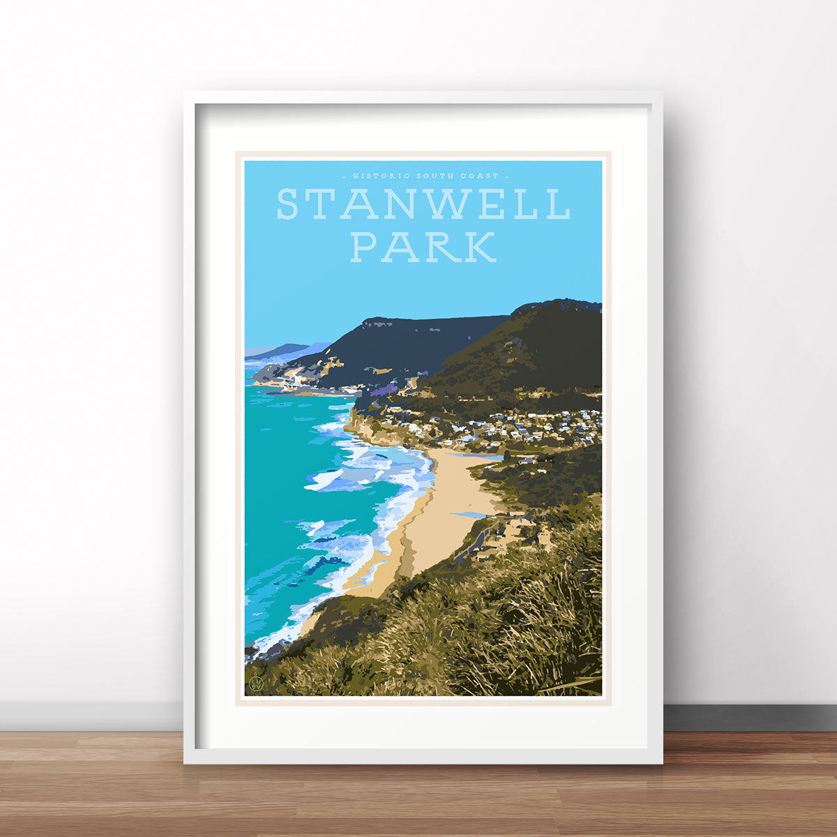 Stanwell Park South coast vintage travel style print by placesweluv