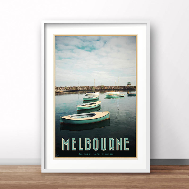 Melbourne St Kilda travel vintage style poster by places we luv