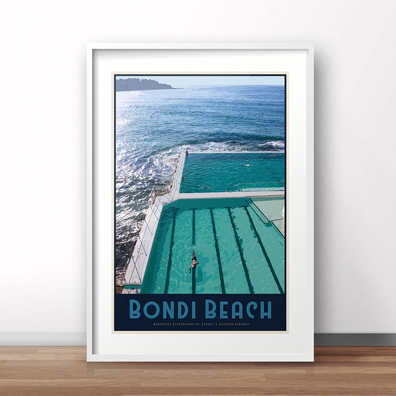 Bondi Beach Pool Poster vintage travel style - Places We Luv