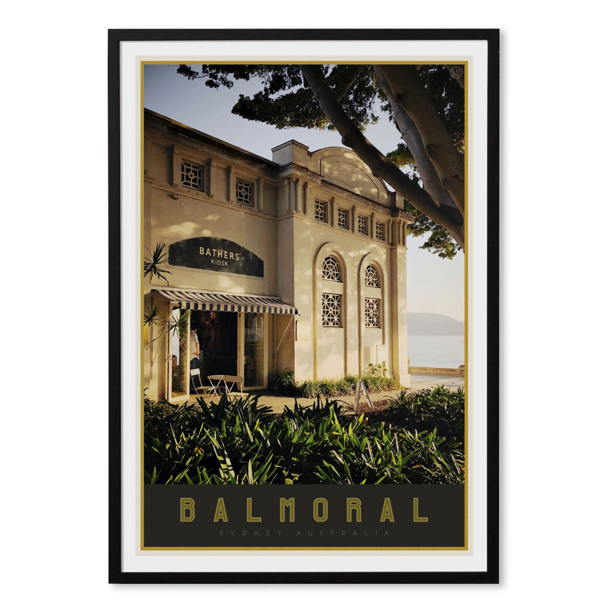 Balmoral print black framed - vintage travel style  by places we luv