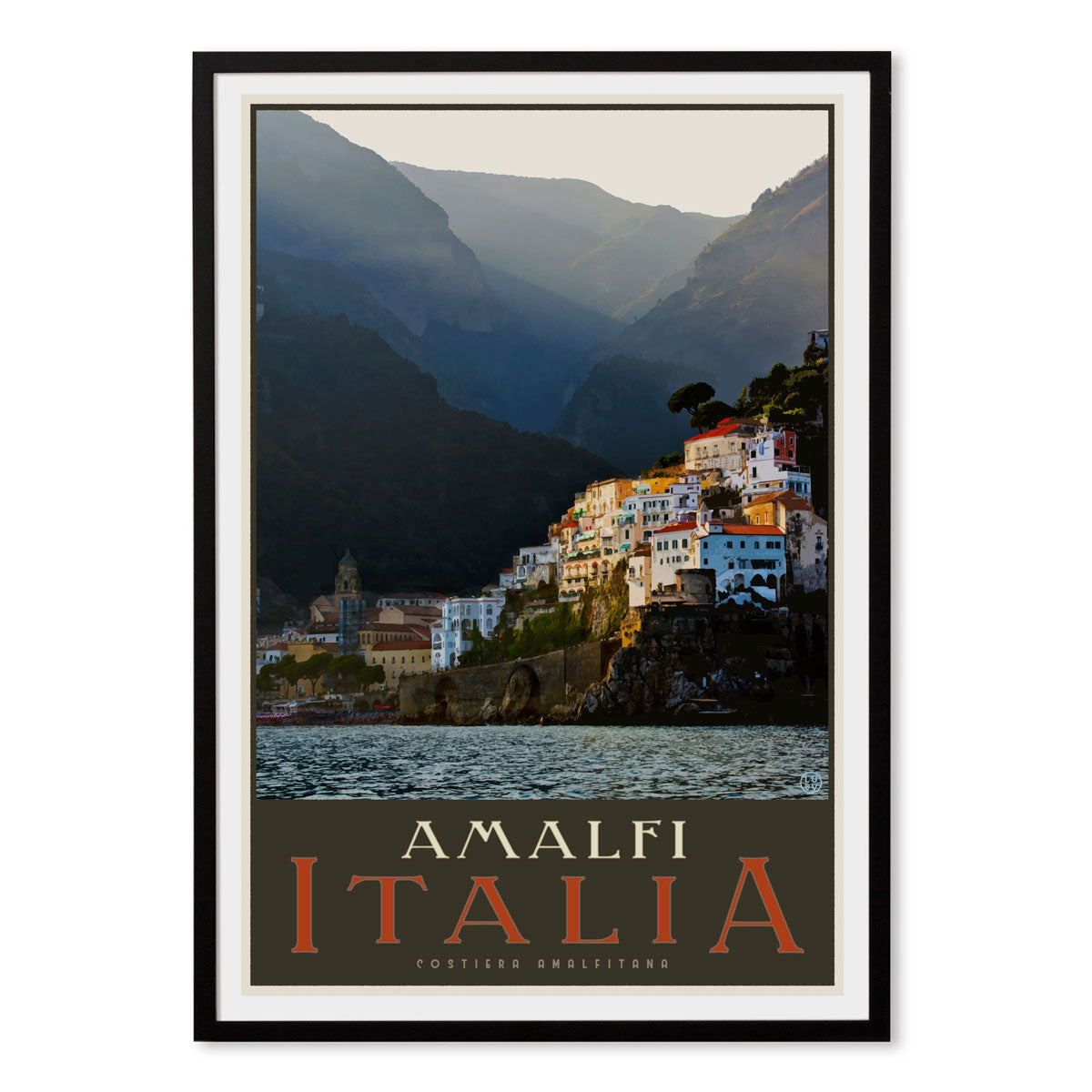 Amalfi Italy vintage style travel framed print by Places We Luv Australia