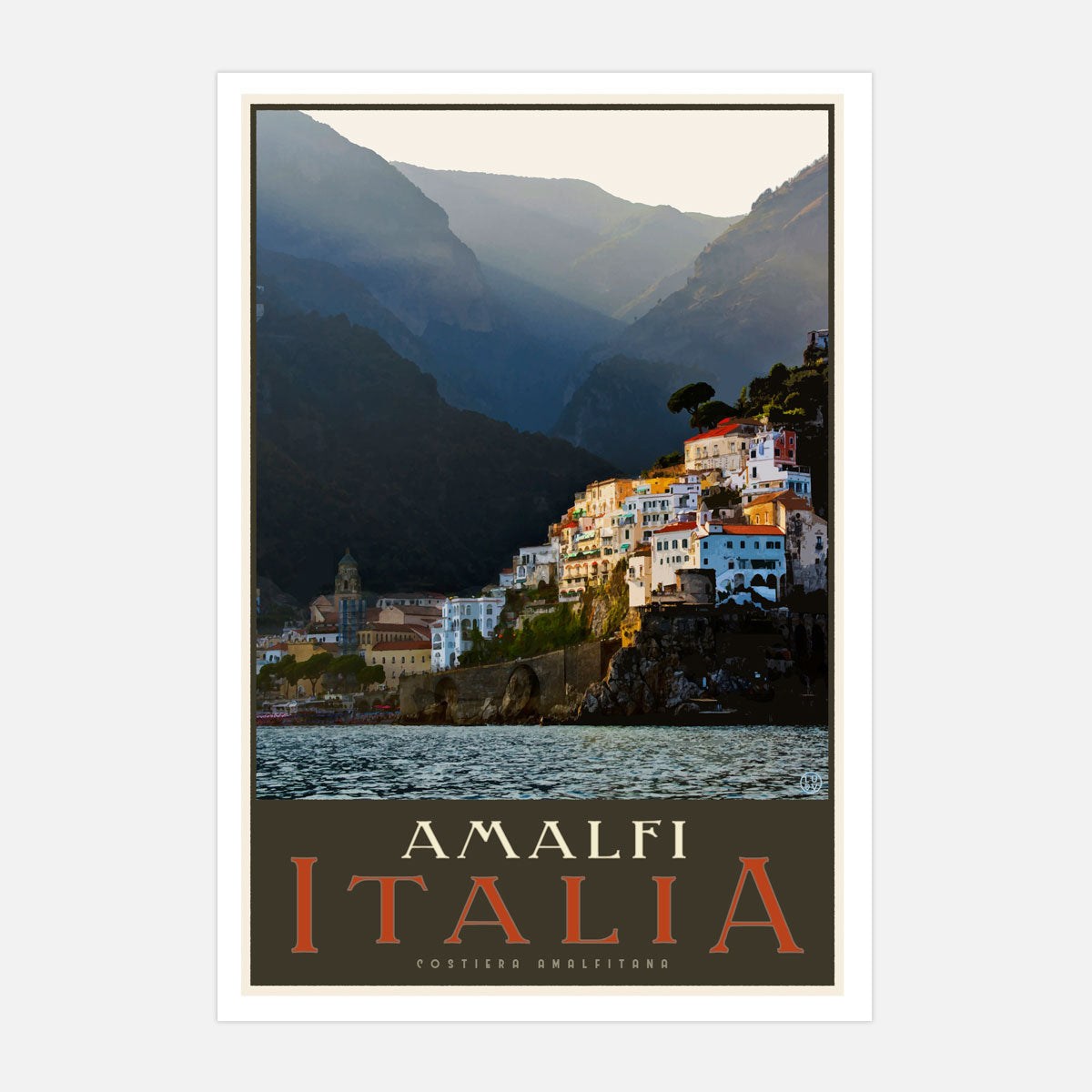 Amalfi Italy vintage travel style print by Places We Luv Australia