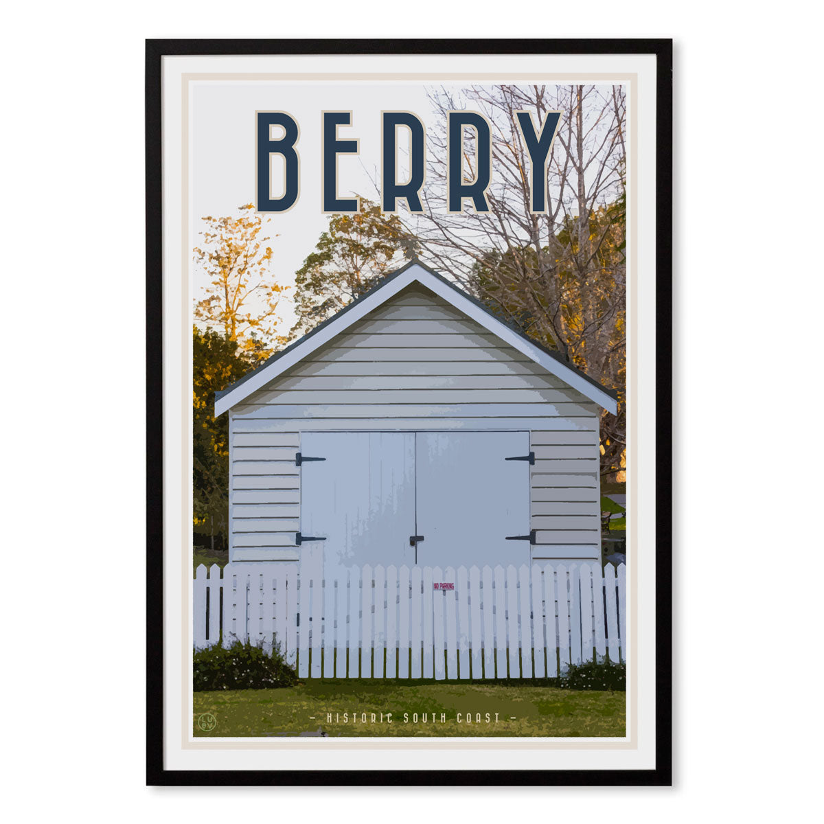 Berry south coast village travel style black framed print