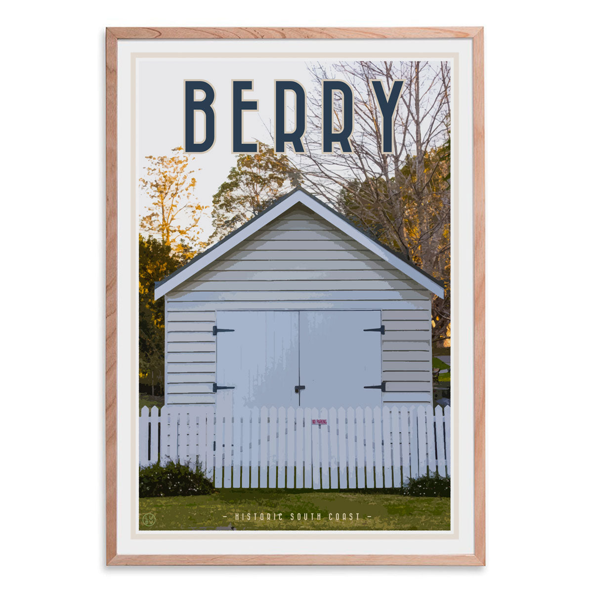 Berry south coast village travel style oak framed print