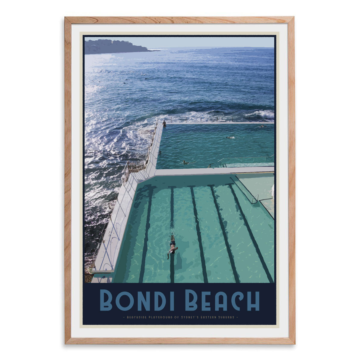 Bondi Beach Pool Print - framed in oak by Places We Luv