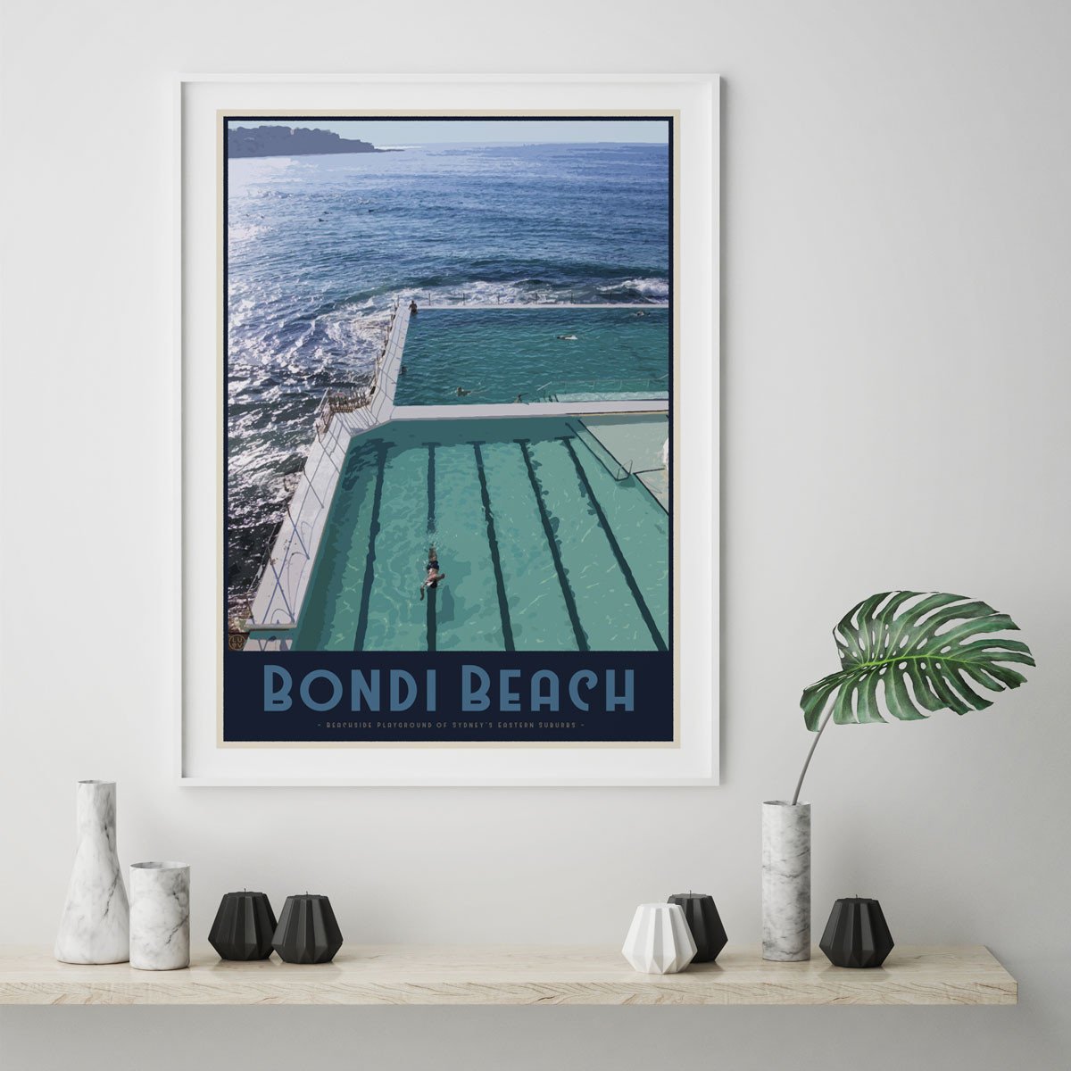 Bondi Beach Poster vintage travel style - Places We Luv