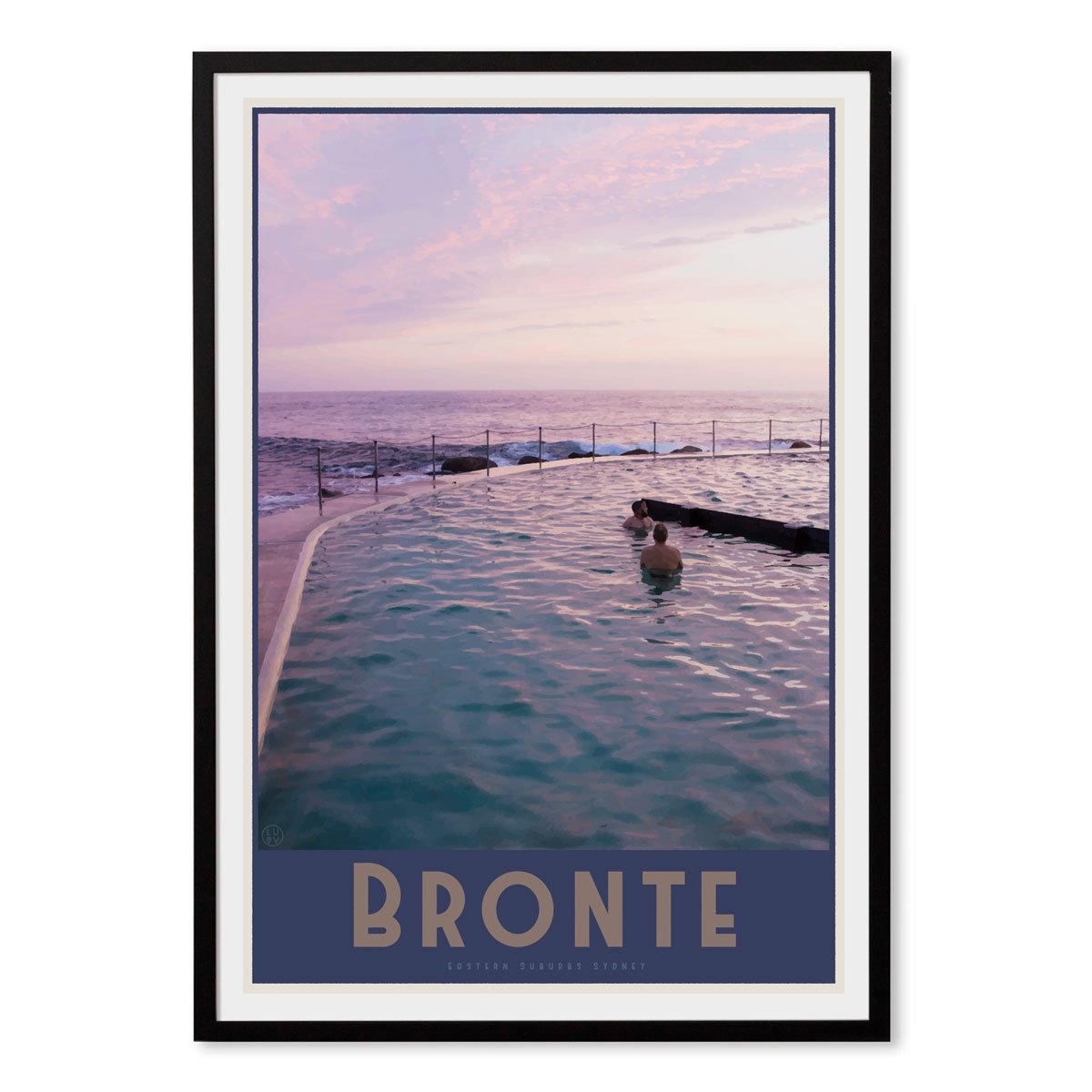 Bronte vintage travel style black framed prints by places we luv