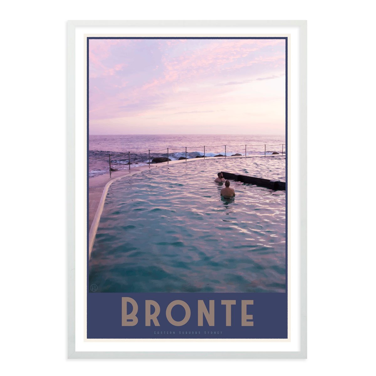 Bronte vintage travel style white framed prints by places we luv