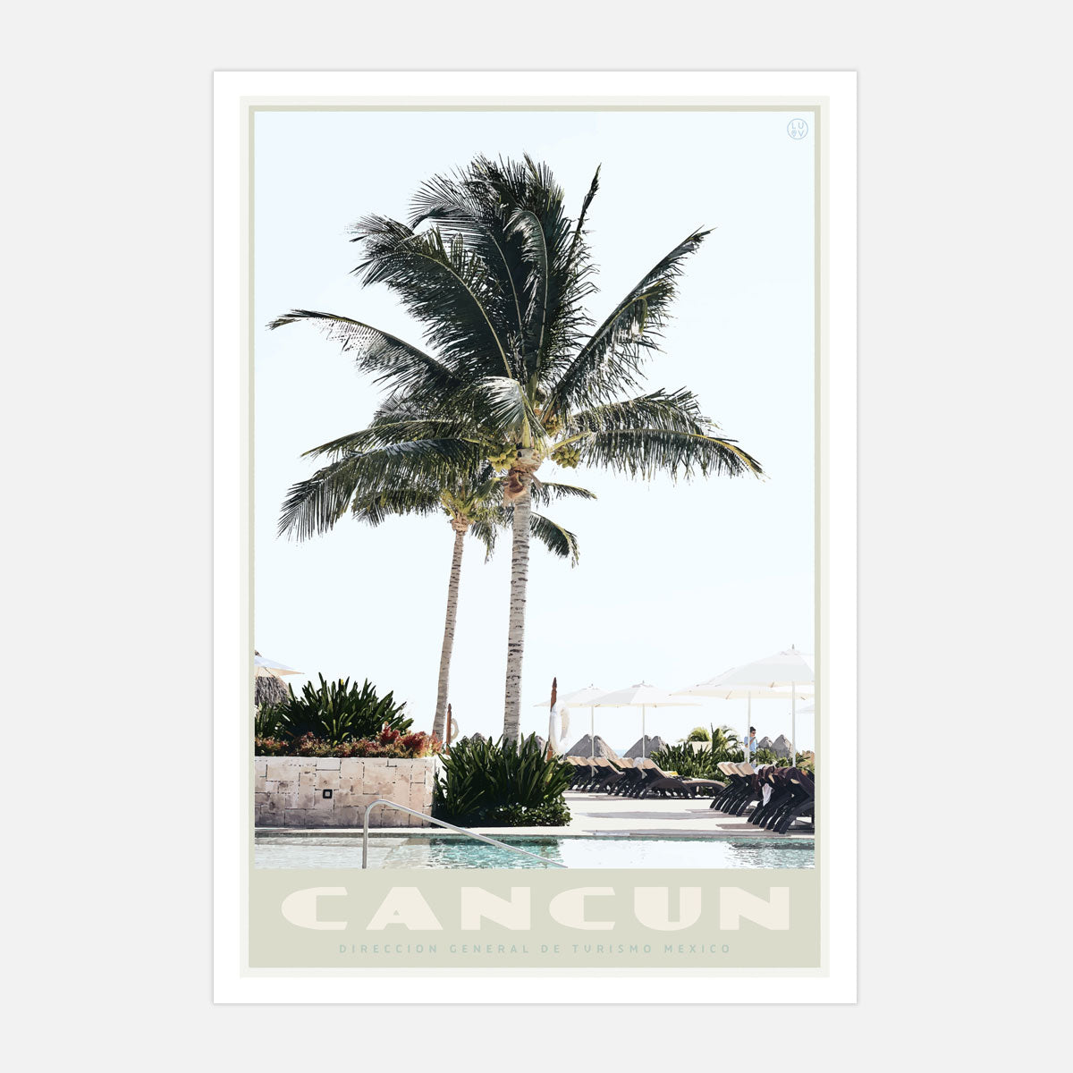 Vintage style travel print of Cancun Mexico by placesweluv