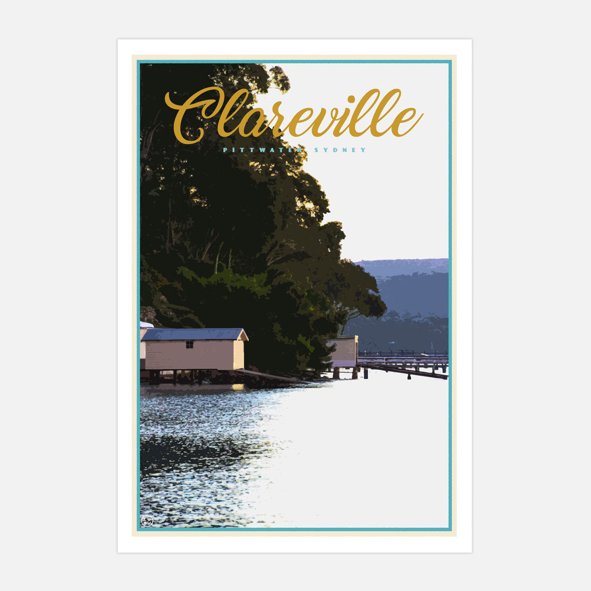 Clareville vintage travel style poster by places we luv